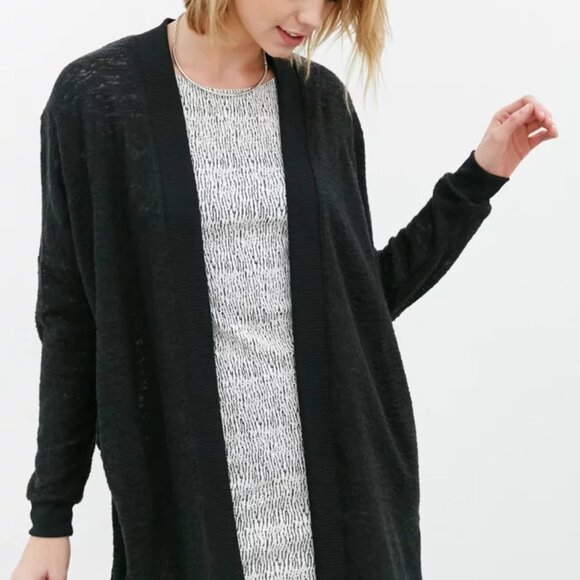 SILENCE + NOISE Cardigan Duster Maxi Jet Black Womens Large - Picture 7 of 13